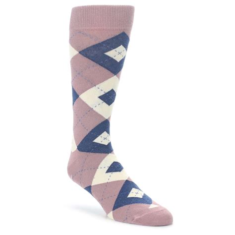 Desert Rose Navy Argyle Wedding Groomsmen Mens Dress Socks