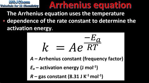 The Arrhenius Equation Hl Youtube