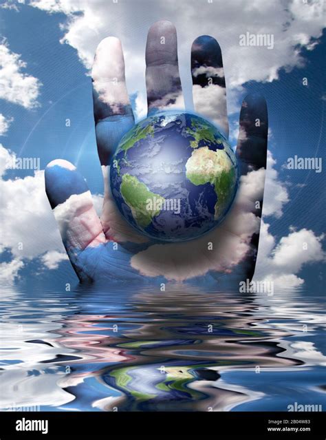 Planet Earth In Human Hand Stock Photo Alamy