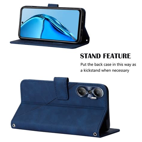 For Infinix Hot G Crossbody D Embossed Flip Leather Phone Case Blue Alexnld