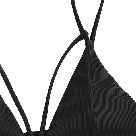 ZAFUL Strappy Leopard Ribbed Three Piece Bikini Sw Grandado