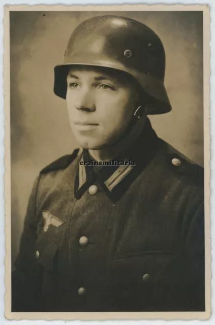 Orig Foto Ak Portrait Heer Sch Tze Mit Stahlhelm Helm Eur