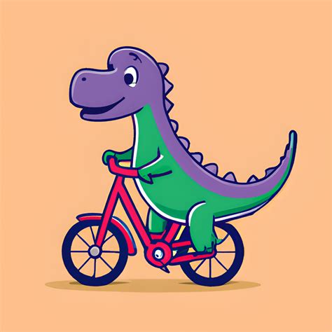 Cute Cartoon Dinosaur Riding a Bicycle · Creative Fabrica