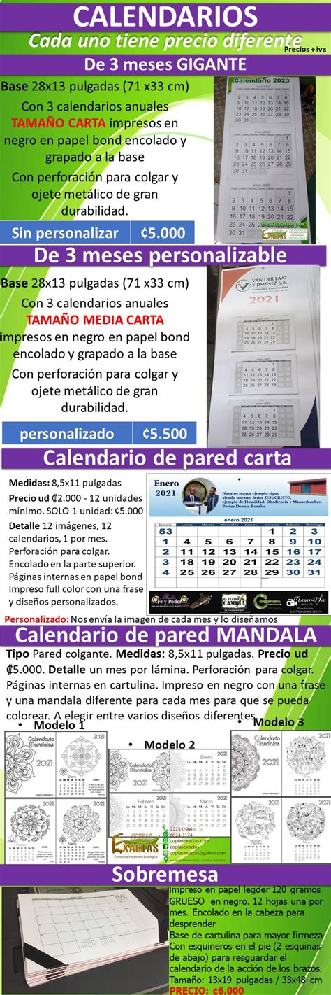 Calendarios Copias Exactas Copias Ecol Gicas Desde Marzo