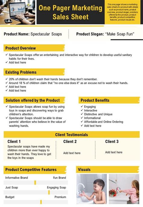 One Pager Marketing Sales Sheet Presentation Report Infographic PPT PDF