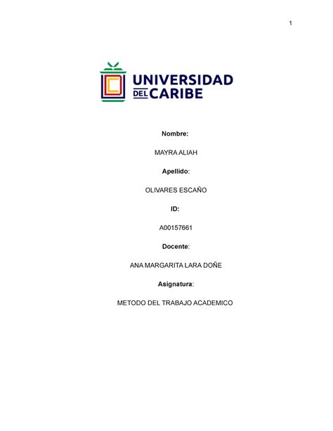 Formato Apa Mayra Unidad Metodo Del Trabajo Academico Nombre