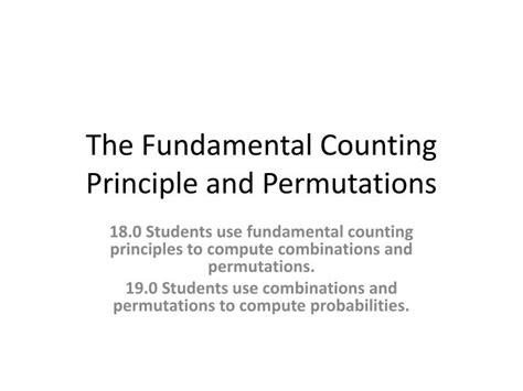 PPT - The Fundamental Counting Principle and Permutations PowerPoint ...