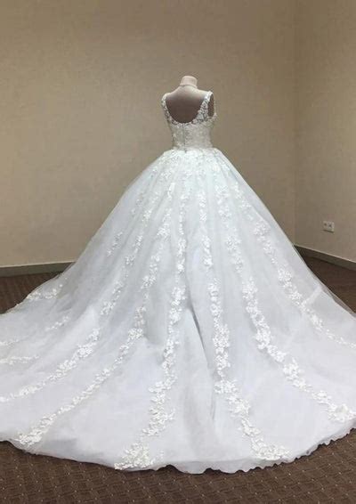 Ball Gown Spaghetti Strap Sweetheart Backless Lace Tulle Wedding Dress