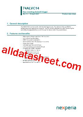 74ALVC14PW Datasheet PDF Nexperia B V All Rights Reserved