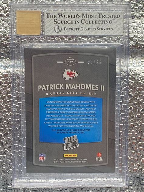 Panini Donruss Optic Patrick Mahomes Holo Rc On Card