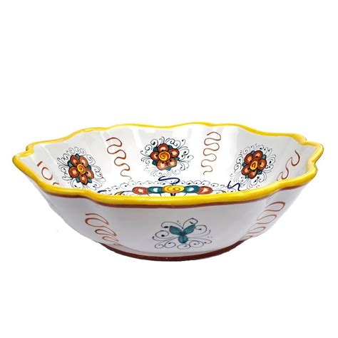 Salad Bowl Ribbed Majolica Ceramic Deruta Rich Deruta Yellow