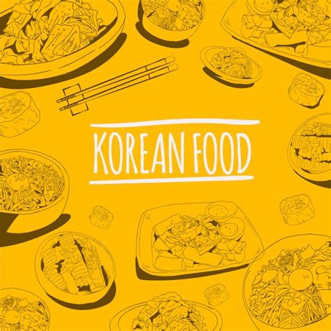 Premium Vector Korean Street Food Doodle Vector Illustration