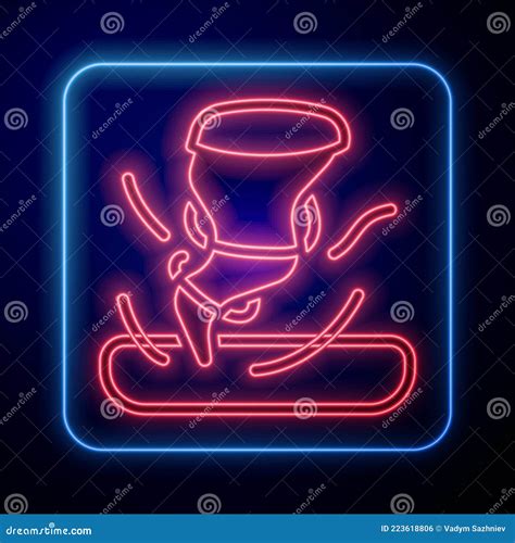 Glowing Neon Tornado Icon Isolated On Black Background Cyclone