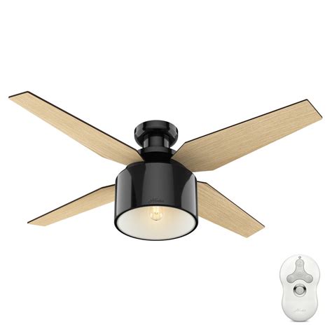 Shop Hunter Cranbrook 52 In Gloss Black Flush Mount Indoor Ceiling Fan