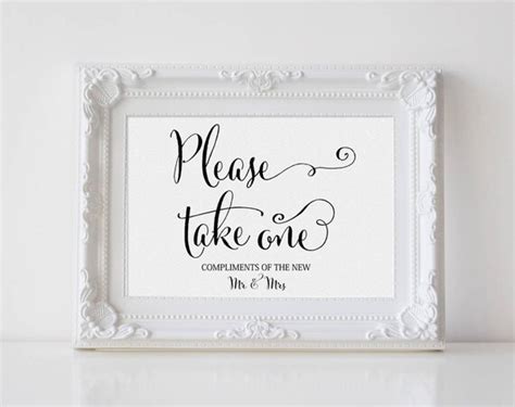 Please Take One Sign Party Favors Sign Wedding Reception Etsy