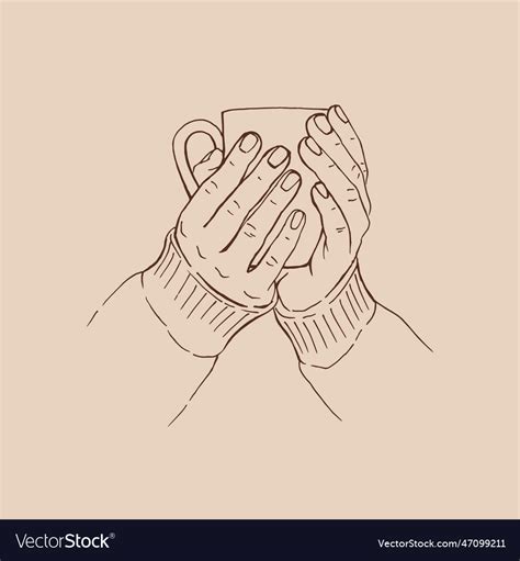 Realistic Drawing Of Beautiful Hands Holding Vector Image