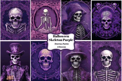 Purple Gothic Halloween Skeleton Graphic By Jinnystudio Creative