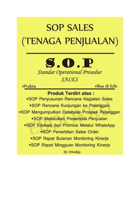 Contoh Sop Sales Tenaga Penjualan