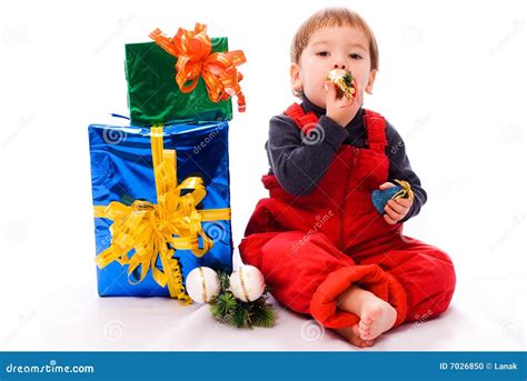 Boy with Christmas Presents and Toys Stock Photo - Image of cute, color ...