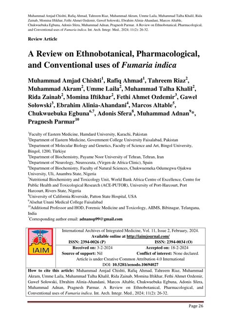 Pdf Review On Ethnobotanical Pharmacological And Conventional Uses