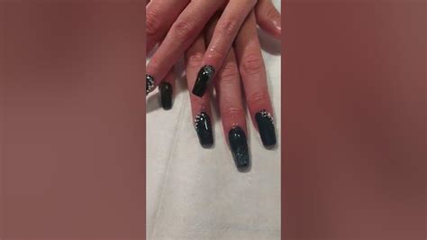 Black Polygel Nails ♡♡♡ Silver Glitter Youtube