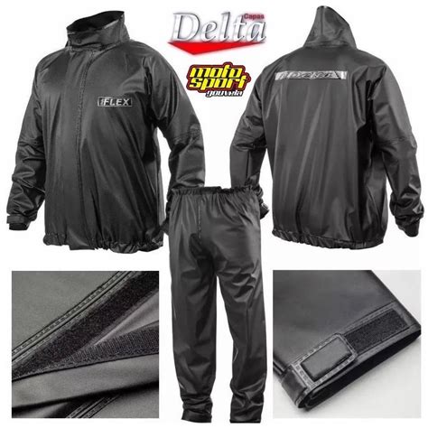 Capa De Chuva Delta Flex Pvc Conjunto Impermeável Motoqueiro