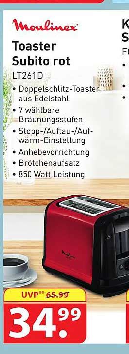 Moulinex Toaster Subito Rot Angebot bei Famila - 1Prospekte.de