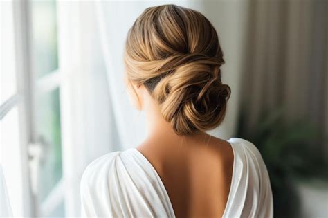 Premium Photo Beautiful Sleek Low Bun Hair Style For Bride Wedding