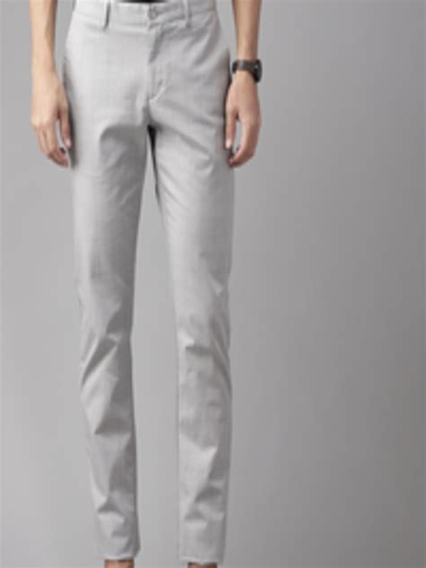 Buy Blackberrys Men Grey Checked B 95 Slim Fit Smart Casual Trousers