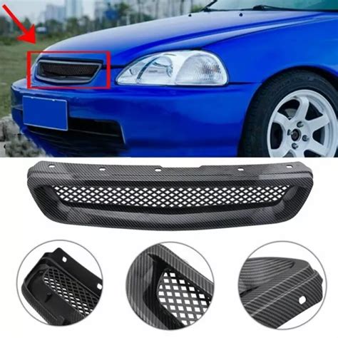 For 99 00 Honda Civic Ek Jdm Type R Style Carbon Fiber Mesh Abs Front Hood Grill Eur 4046