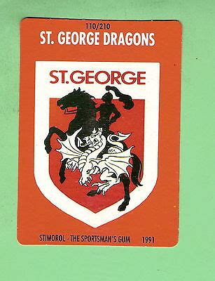 1991 RUGBY LEAGUE CARD #110 ST GEORGE DRAGONS LOGO / EMBLEM | eBay