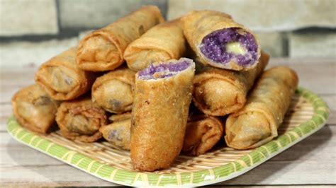 Ube Flavored Malagkit Turon With Cheese Youtube