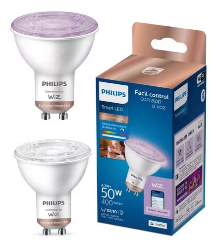 Set 2 Philips Smart Gu10 Wiz Wifi Multicolores Google Matter