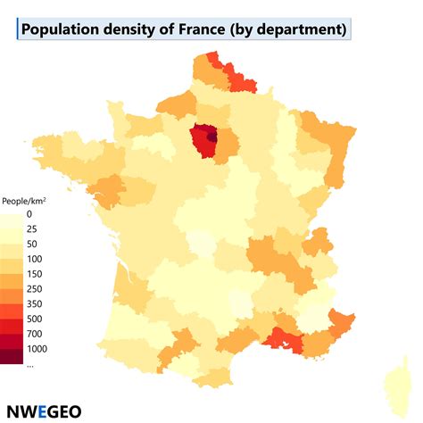 France map: population density - NWEGEO