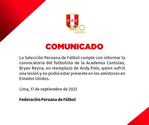 Selección Peruana Andy Polo Fue Desconvocado Por Lesión Y Bryan Reyna