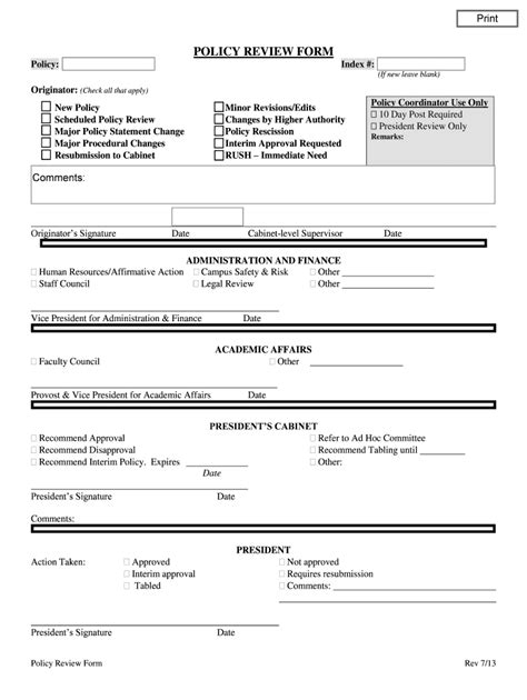 Fillable Online Uhv Policy Review Form Policy Review Uhv Fax Email