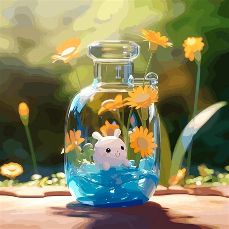 Premium Vector | Cute creature in a bottle art