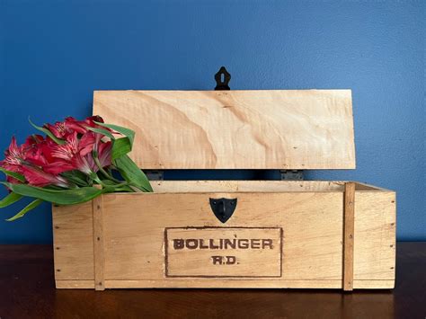 Vintage Bollinger Champagne Box Wooden Hinged Box Etsy