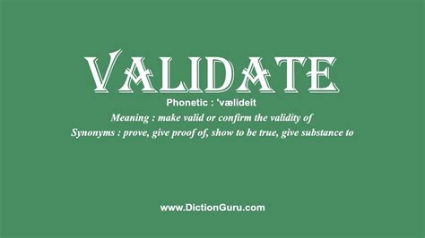 How To Pronounce Validate With Meaning Phonetic Synonyms And Sentence