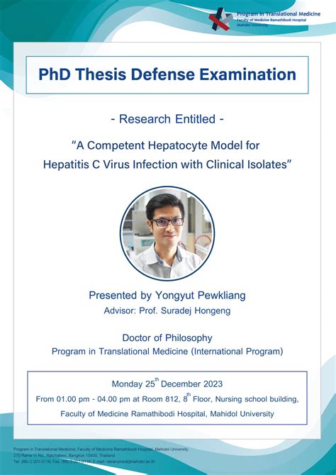 Thesis Defense Examination Yongyut Pewkliang Mahidol University