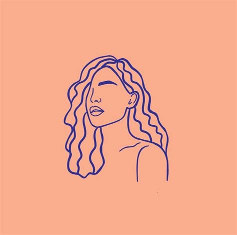 Illustration Branding 〰️ line drawing, face, curly hair, simple, branding | Line art drawings ...