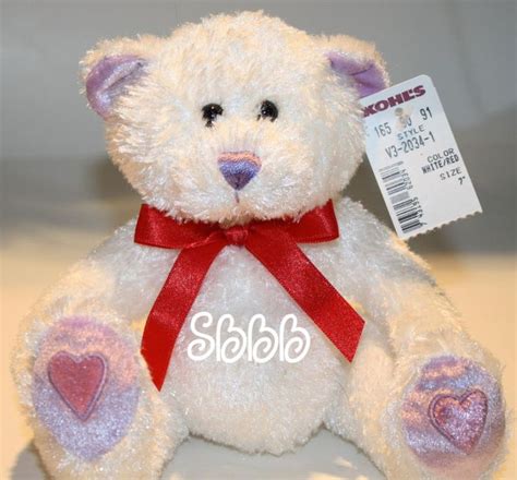 Caltoy Kohls Plush Teddy Bear Valentines White Red Sparkle Stuffed toy ...