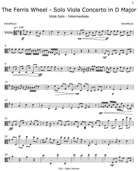 The Ferris Wheel Solo Viola Concerto In D Major Sheet Music For Viola