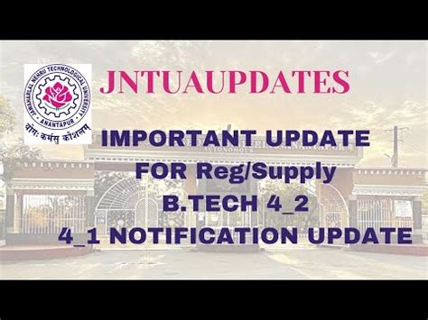 Jntua B Tech Notification Update Last Date Update Youtube