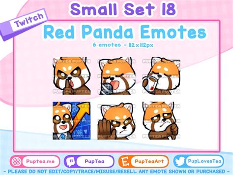 6x Cute Red Panda Emotes Pack For Twitch Youtube And Discord Set 18 Etsy