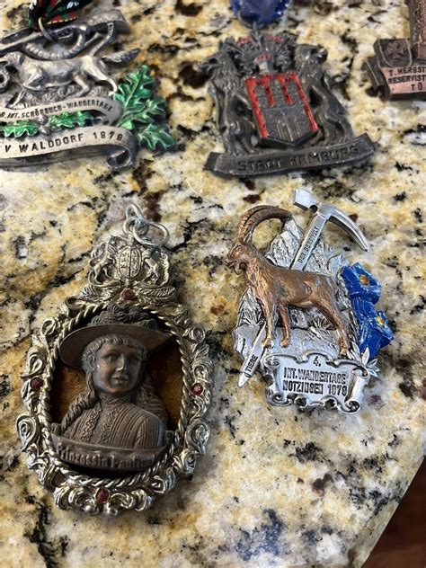 Lot Of 7 Vintage German WANDERTAG WANDERUNG Volksmarching Hiking Medal