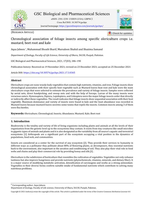 (PDF) Chronological association of foliage insects among specific ...