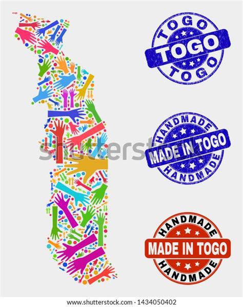 Vector Handmade Combination Togo Map Rubber Stock Vector Royalty Free