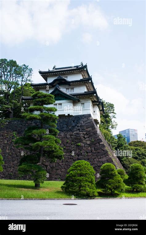 View or the beautiful Imperial Palace and gardens in Tokyo. Japan. Asia ...