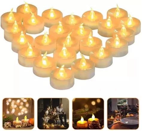 24 Velas Led Ambar Para Decorar Fiestas Bodas Con Pila Meses sin interés